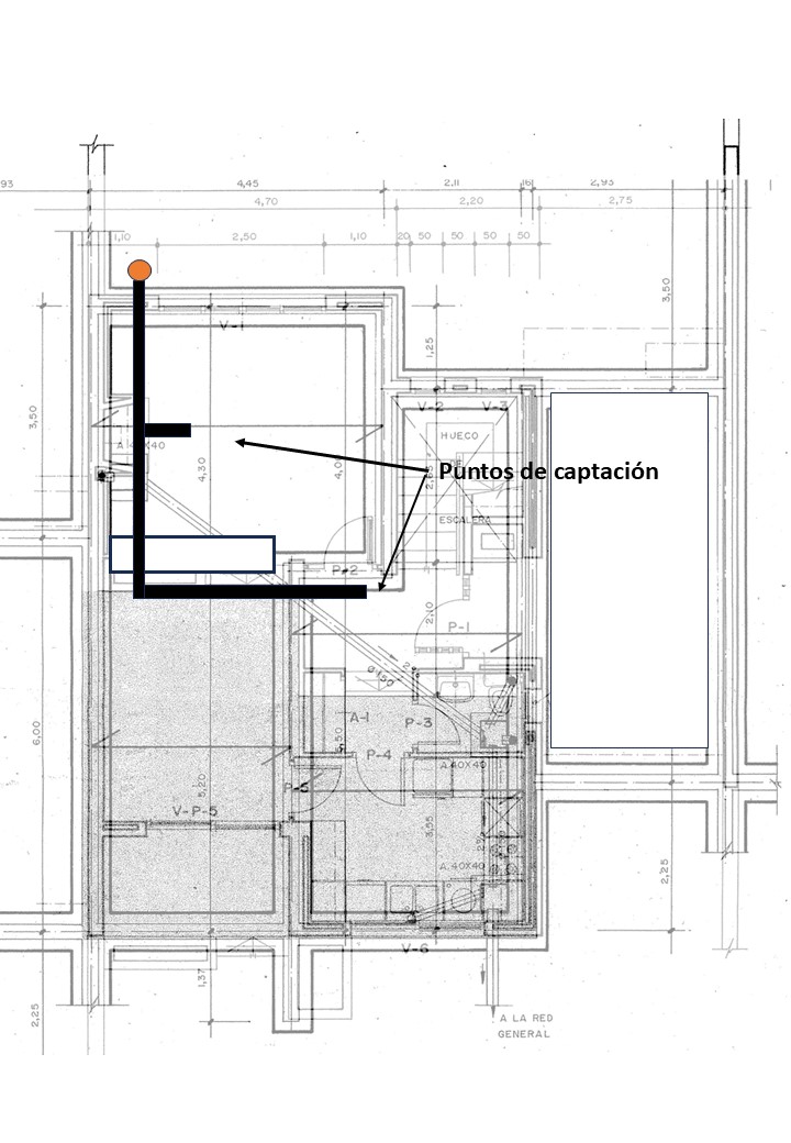 Plano esquema sistema de mitigación de radón Plano esquema sistema de mitigación de radón